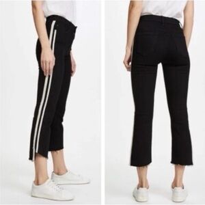 MOTHER Insider Striped Crop Step-Hem Fray Jeans Guilty Racer Size 25